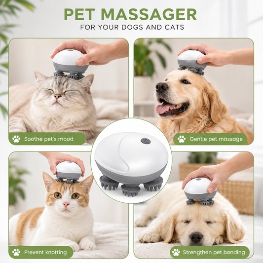 Electric Pet Cat Massager with Vibration | Silicone Head Massager for Cats & Pets