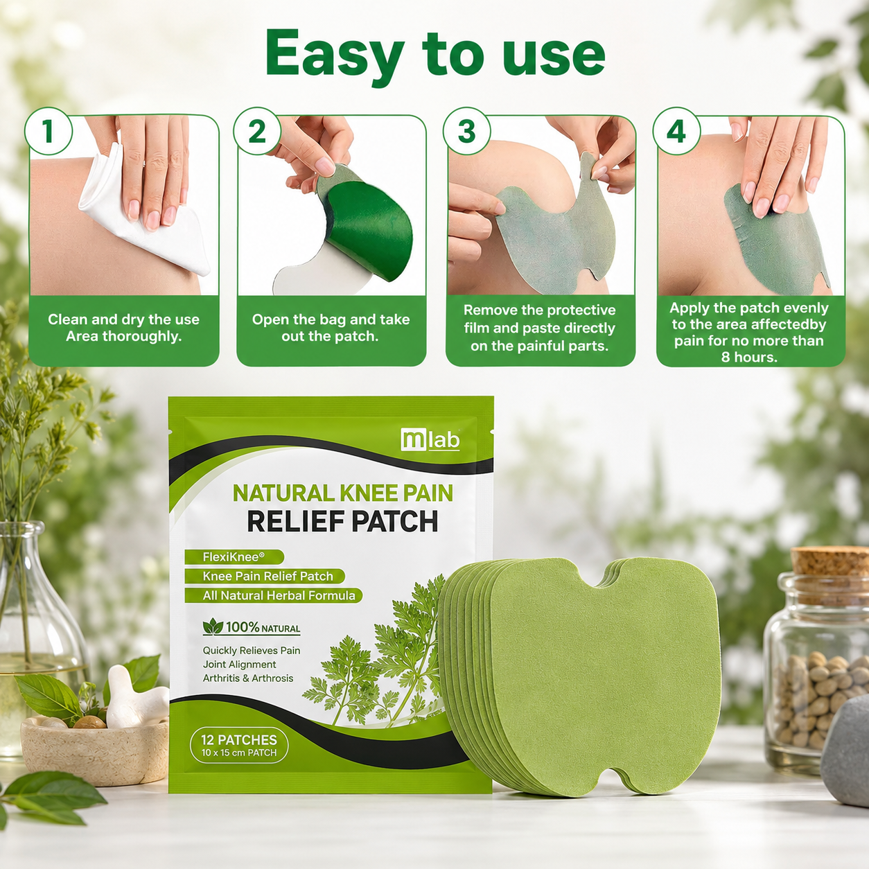 Natural Knee Pain Relief Patch (10 Pcs) | Herbal Joint & Muscle Pain Relief Patches