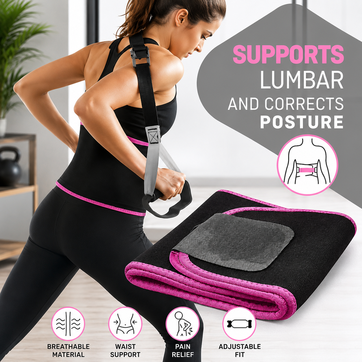 Adjustable Waist Trimmer Belt for Men & Women | Sweat Belt & Back Support