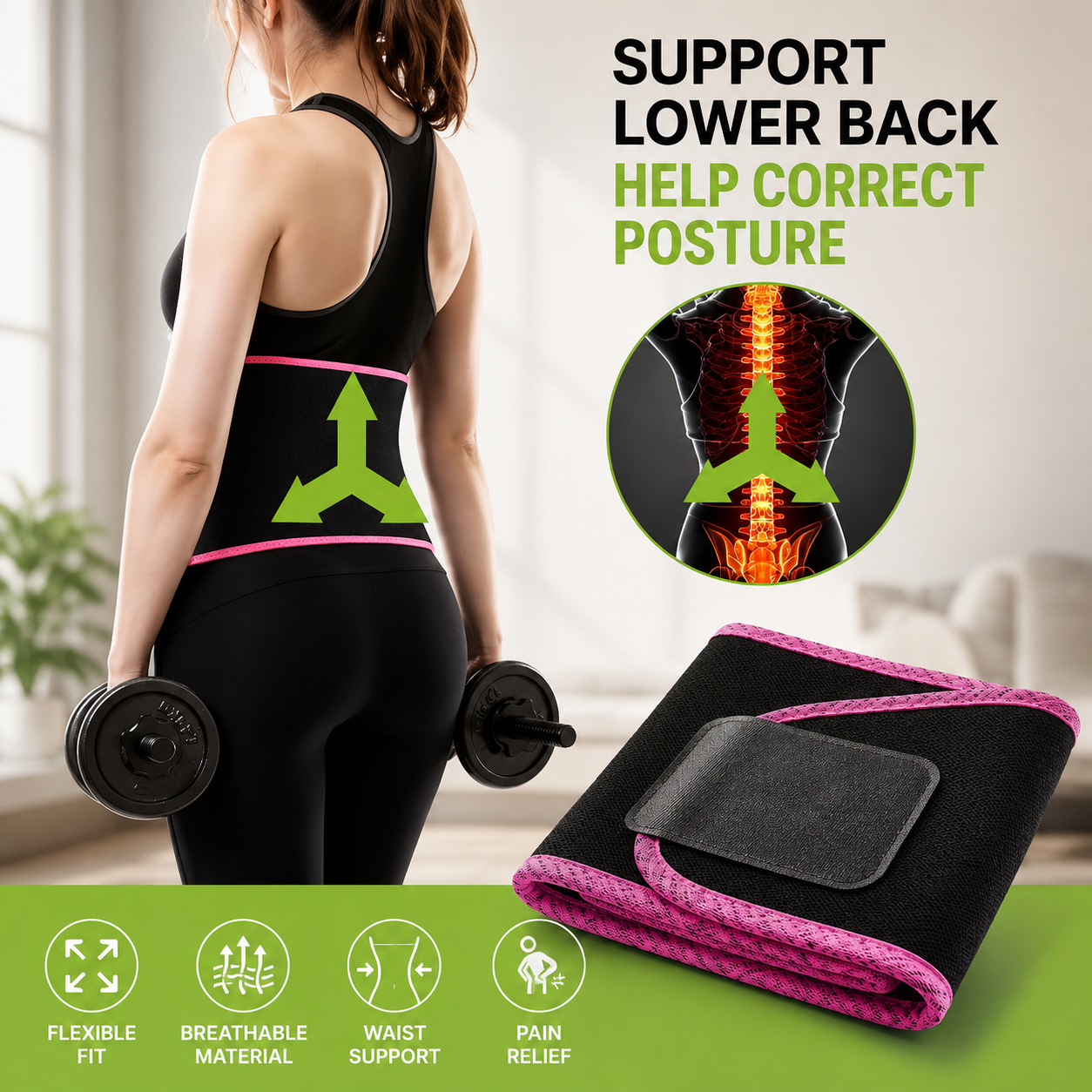 Adjustable Waist Trimmer Belt for Men & Women | Sweat Belt & Back Support