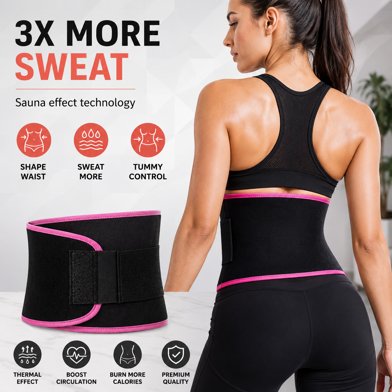 Adjustable Waist Trimmer Belt for Men & Women | Sweat Belt & Back Support