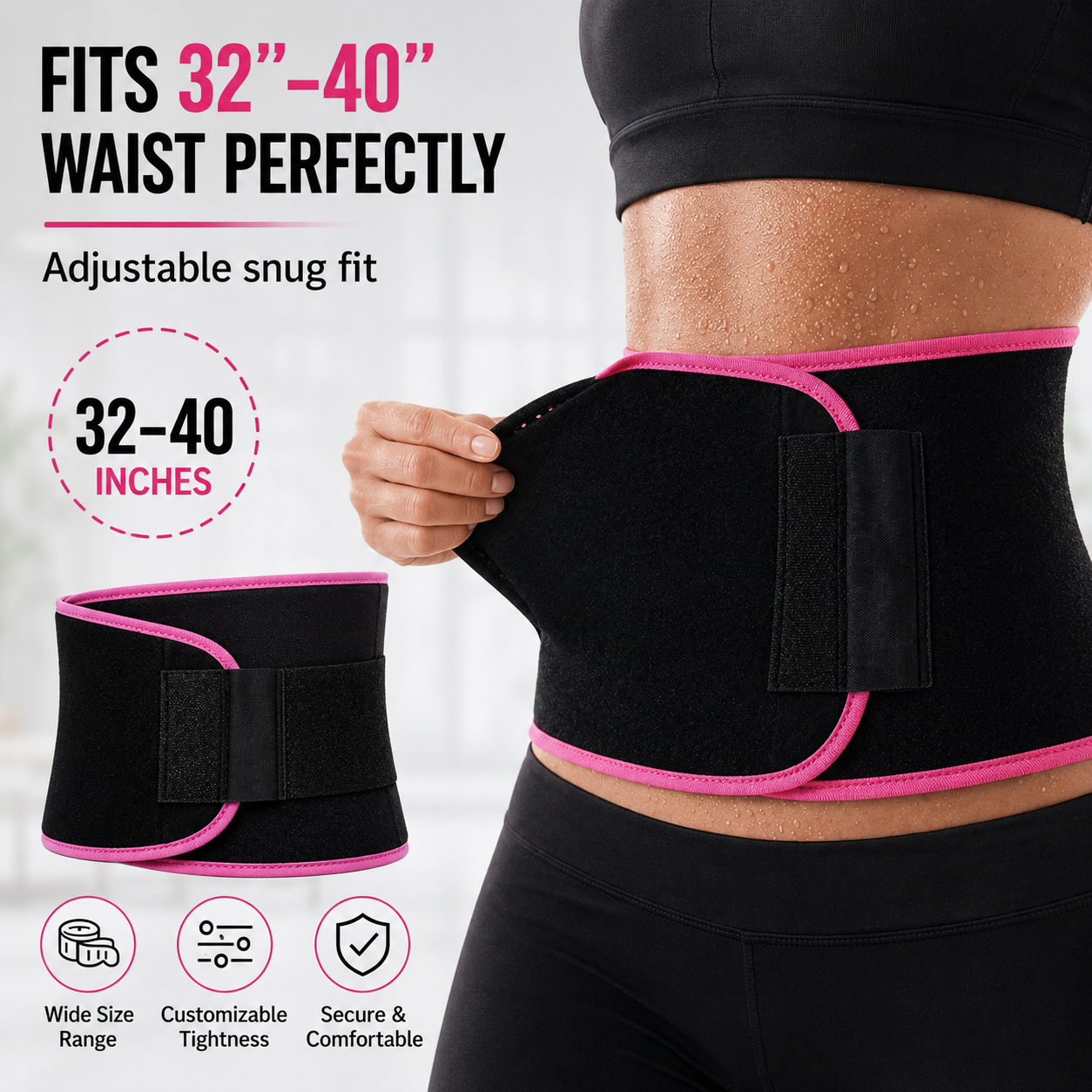 Adjustable Waist Trimmer Belt for Men & Women | Sweat Belt & Back Support