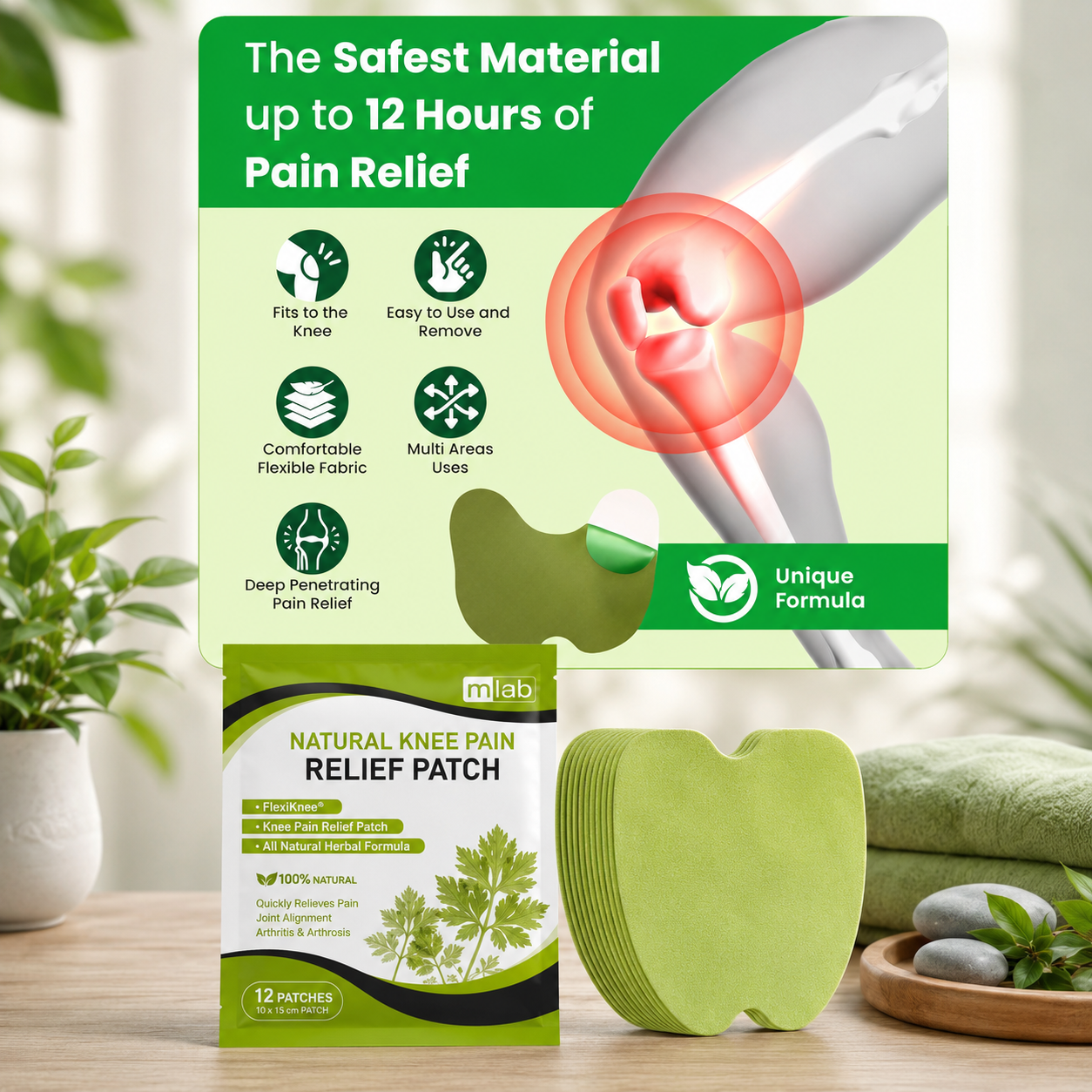 Natural Knee Pain Relief Patch (10 Pcs) | Herbal Joint & Muscle Pain Relief Patches